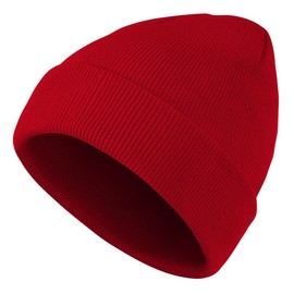 Zando Unisex Red Beanie Cute Kids Winter Hat for Girls Boys - Slouchy Warm Soft Knit Hat - Toddler Winter Beanies for Kids - One Size