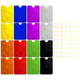 Pack of 16 Anti-Demagnetization Card Holders, 1 Piece Label Sticker, ID Protection, Anti-Demagnetization, Anti-Theft Takedown, Rectangular Card Holder, ID Information Shield Holder (Multi-Colour),