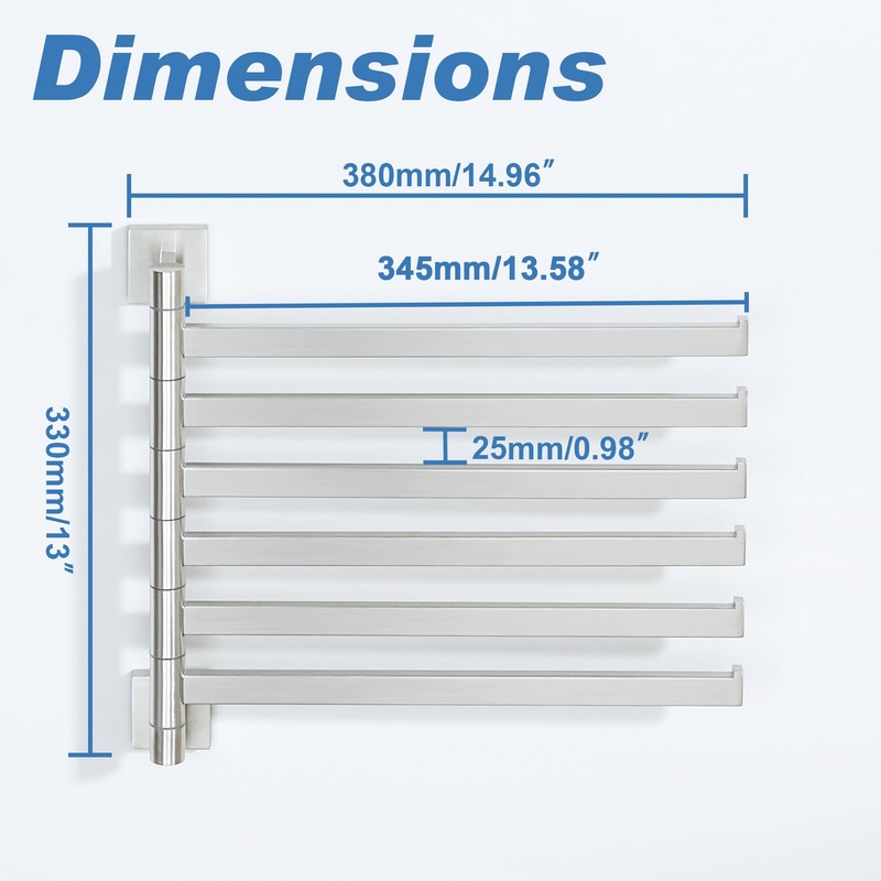 Alise Swivel Towel Bars,6-Arm Towel Rack,Swing Out Towel Bar for