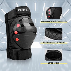 Chepula Protectors for Children and Adults, 6-in-1 Professional Protector Set, Adjustable Knee Pads, Elbow Pads, Wrist Guards, Protective Gear for Skateboard, Skating, Scooters, Inline Skates, black, l