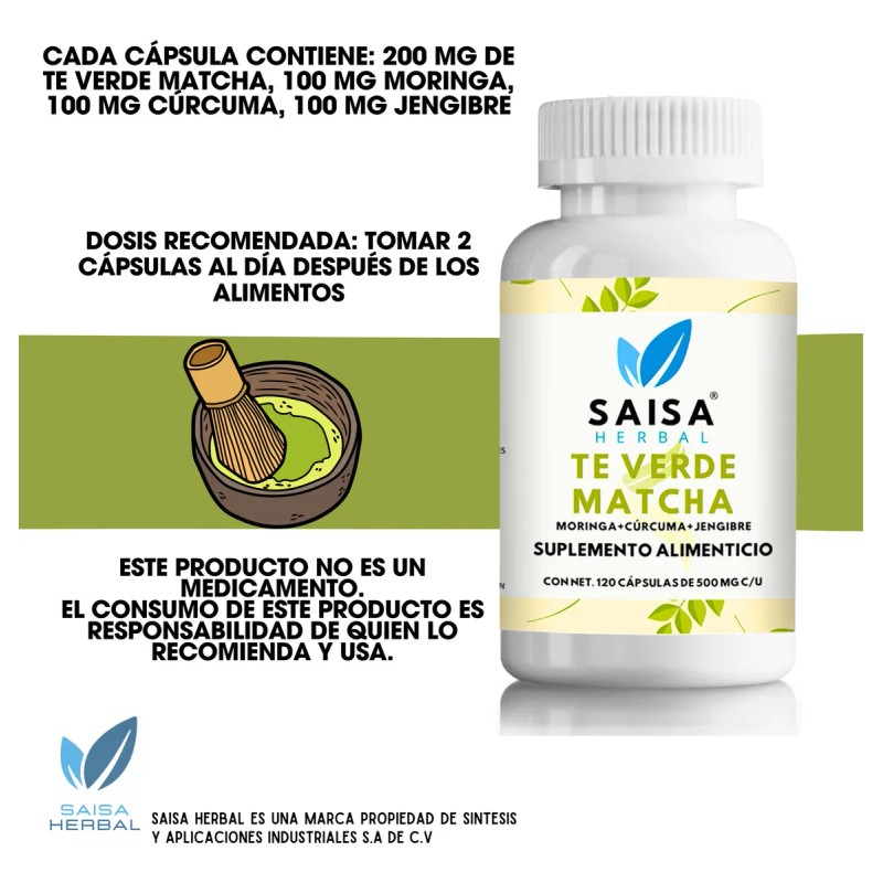 Té Verde Matcha + Moringa + Cúrcuma + Jengibre 120