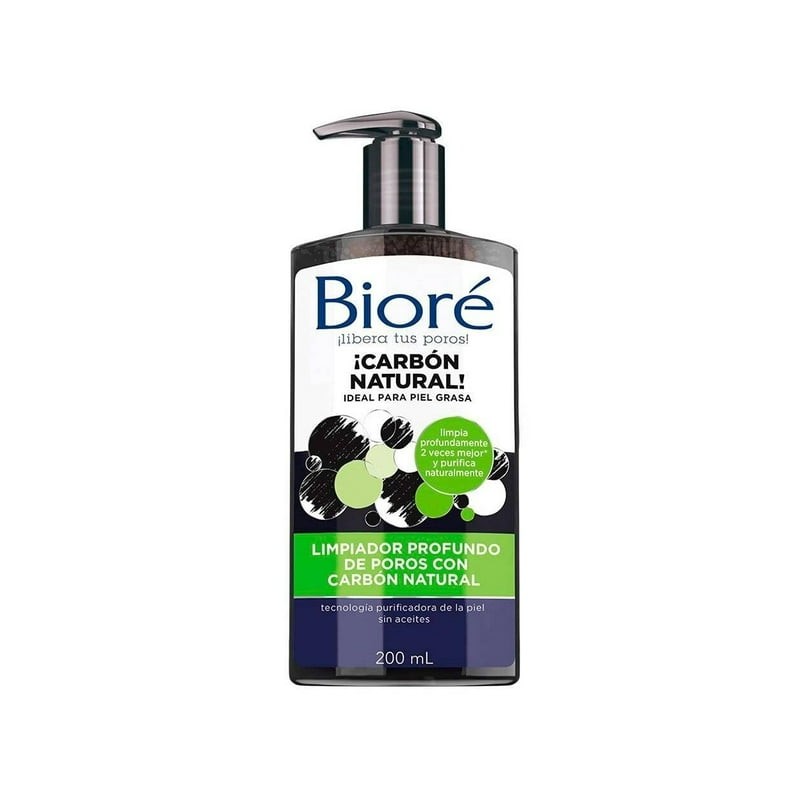 Limpiador facial Bioré carbón natural para granos y espinillas 200