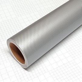 DIYAH 4D Silver Carbon Fiber Vinyl Wrap Sticker with Air Release Bubble Free Anti-Wrinkle (108" x 60" / 9FT x 5FT)