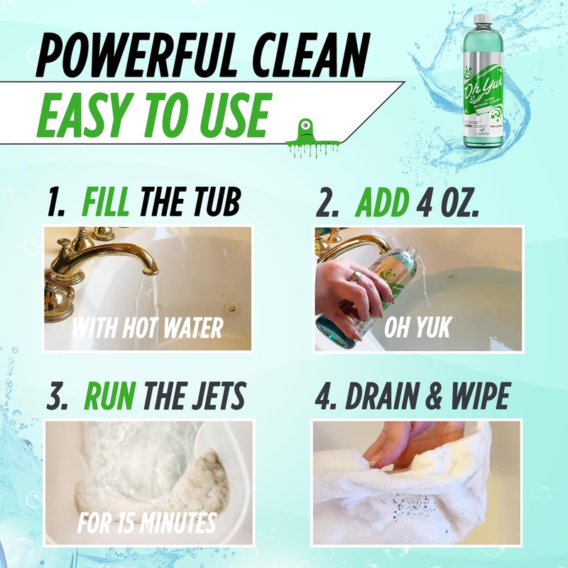 Oh Yuk Jetted Tub Cleaner for Jet Tubs, Bathtubs, Whirlpools,