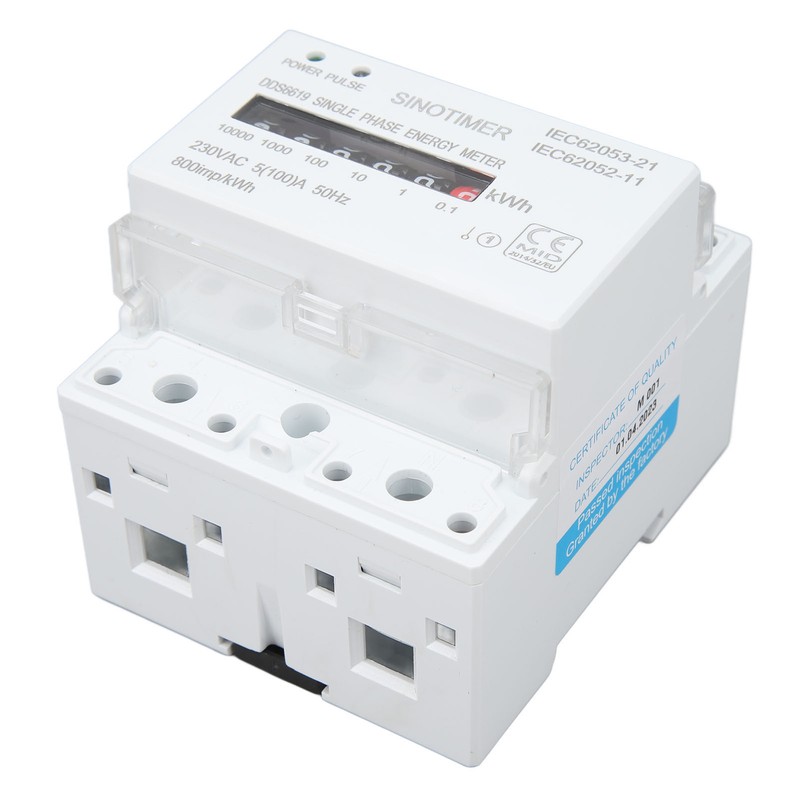 Electricity Watt Hour Meter Dual Color LED Indicator Rail Mount