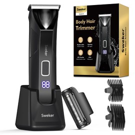Sweker Body Hair Trimmer for Men, Manscape Ball Trimmer, 2-in-1 Body Pubic Hair Groomer and Groin Hair Shaver -Dual-Head Electric Razor for Men