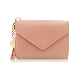 Spldsun Women's Small Purse, Short Format Purse, Tassel Wallet, PU Leather Small Wallet, 7 Card Slots, Triple Folded, for Banknotes, Credit Cards, Bank Cards (Pink), pink, Minimalist