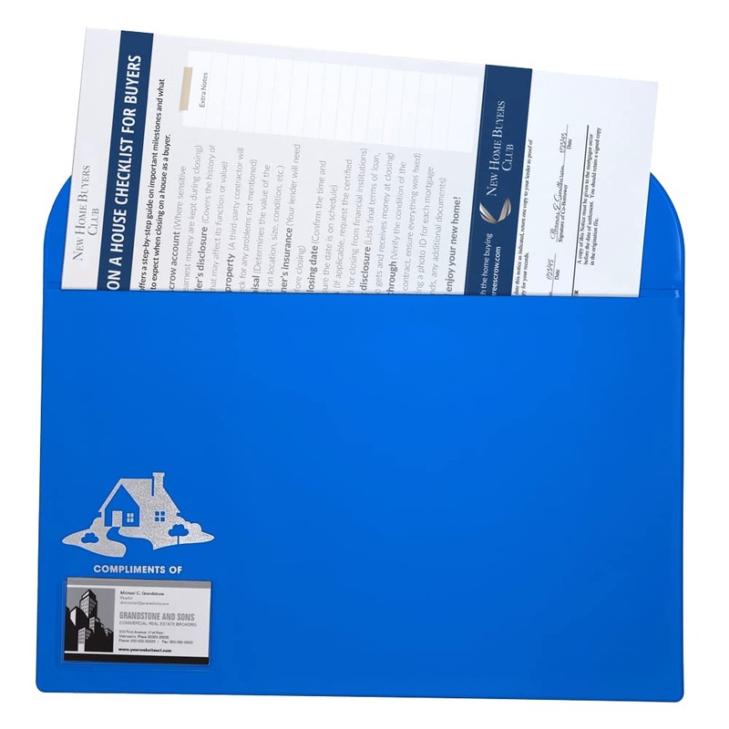 Legal Size Vinyl Document Folder with Clear Business Card Pocket,