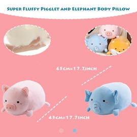 ELAINREN Super Fluffy Pigglet Body Pillow Plush Pink Pigglet Soft Stuffed Farm Animals Toy Kawaii Anime Piggy Plushie Throw Pillow Decor Gifts for Xmas /17.7''