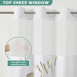 Shellspace No Hook 3 in 1 Shower Curtain with Snap in Liner, Pebbles Shower Curtain Set with See Through Top Window, Machine Washable Waterproof Polyester Fabric Bath Curtain, 71 x 74 in