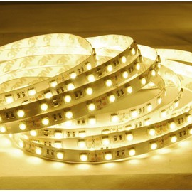 ABI Warm White High Brightness Flexible LED Light Strip, SMD 5050 LED Chips, 5 Meters / 16.4 FT Spool, 12VDC (Adapter Not Included)