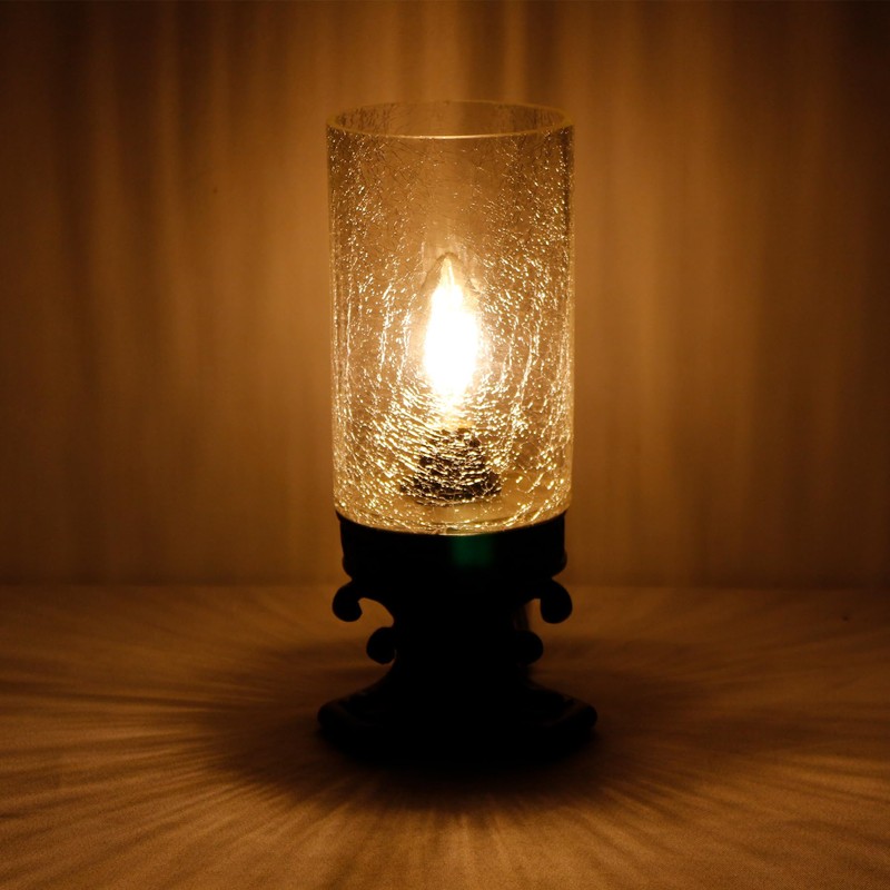 ANLONGLU Small Crackled Glass Table Lamp Mini Candle Desk Night