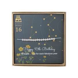 Sweet 16 Gifts for Girls - Sterling Silver Bead Bracelet for 16th Birthday Gift, Adjustable Jewelry 7" - 9" Cord