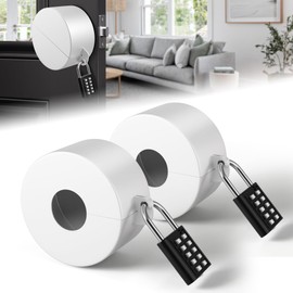 JUGGHOME 2 Pack Door Knob Lockout Device, Door Knob Cover Lock, Child Proof Door Knob Covers with Combination Padlock, Door Handle Lock for Dementia Elderly Safety, Temporary Door Lock -White