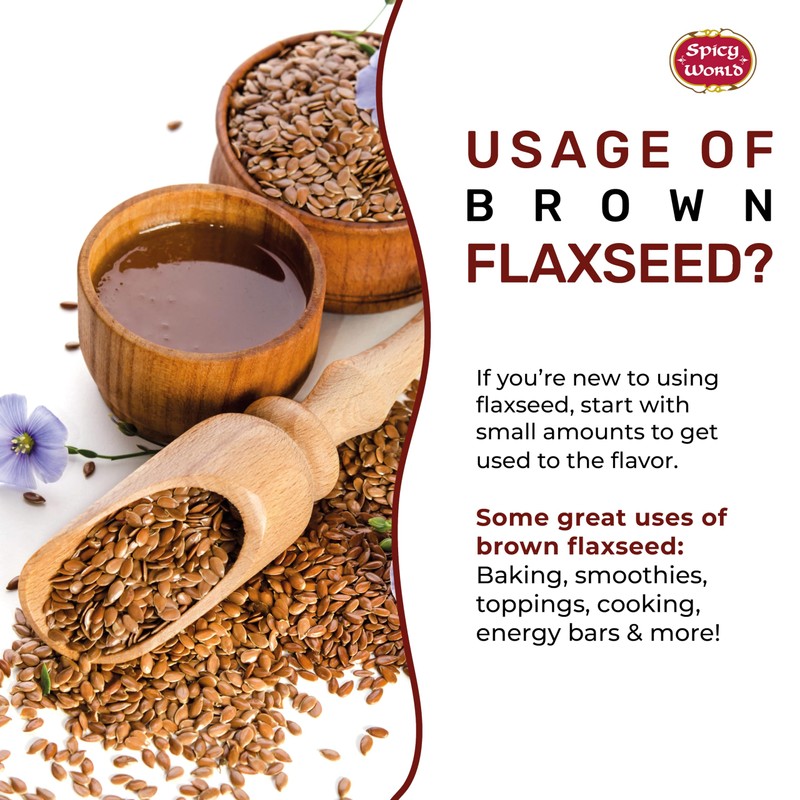 Spicy World Brown Flaxseed 2 LB Bag - Non-GMO, Whole,