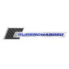 Carbon Fiber & Chrome Aluminum Blue Supercharged Engine Emblem - 6.0" Long