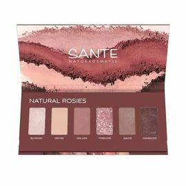 SANTE Naturkosmetik Eyeshadow Palette 02 Rosy Shades, Vegan Eyeshadow with Organic Aloe Vera and Natural Colour Pigments, Shiny and Matte Rose Tones, for Natural and Expressive Eyes, 6 x 1 g