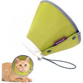BANBANGO Cat Cone Collar Soft, Adjustable Cat Recovery Collar, Cat Cones After Surgery, Cat Neck Cone for Cats Kittens (Yellow Green, Medium)