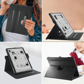 TOPCASE Case for BOOX Go 10.3 Inch 2024 Tablet, Can Rotate 360° Smart Case, with Pen Holder and Stand Function, Black