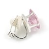 8mm Light Pink Cz Square Clip On Earrings In Rhodium