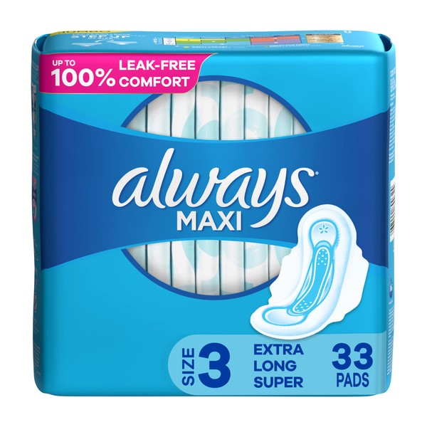 Always Maxi Feminine Pads for Women, Size 3 Extra Long