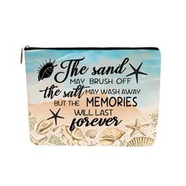 JEFBFBWE Beach Makeup Bag Funny Themed Necessities Sunscreen Bag Beach Travel Pouch Summer Vacation Gifts,Birthday Gift for Women Girls Friends, Multicolor, Beach Summer