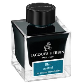 Jacques Herbin - Ref 13116JT - Ink for Fountain Pens & Rollerball Pens - Bleu Austral - 50ml Bottle - Essential Bottled Inks