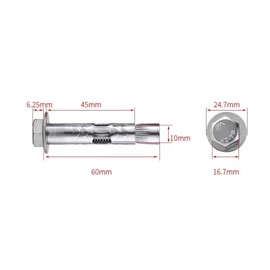 5Pcs Expansion Screw Bolts, Stainless Steel Expansion Sleeve, M10*60mm Anchor Bolts, For Wall