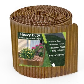 Corrugated Garden Edging, 12"×20Ft Pre-Rusted Landscape Edging & Lawn Edging Border, Metal Garden Border for Flower Beds, Garden，Lawn，Raised Beds & Tree Surrounds