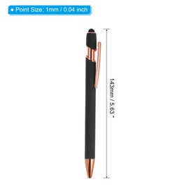 PATIKIL Ballpoint Pen with Stylus Tip, 12 Pack 2 in 1 Metal Pen Black Ink 1.0mm Medium Point Stylus Pen for Touch Screens Style 2, Black