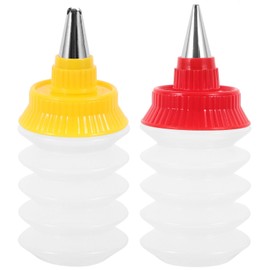 PRETYZOOM Cookie Icing Bottles, 2pcs Icing Bottles with Stainless Steel Piping Tips Plastic Piping Bottle Foldable Icing Cream Bottle for Cakes Cookie Decorating Supplies