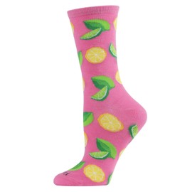 MeMoi When Life Gives You Lemons Rayon Blend Crew Socks Fuchsia Pink 9-11