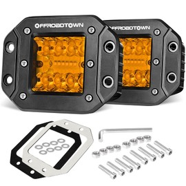 Amber Flush Mount LED Pods, OFFROADTOWN 2pcs 5'' 78W LED Driving Work Lights Spot Flood Combo Fog Light Yellow Lights for Truck Offroad UTV ATV SUV 4x4 Car