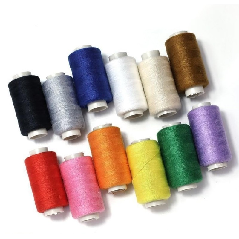 12 Pcs Bobbins Sewing Thread kit for Hand and Machine