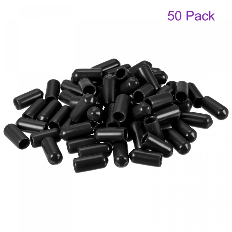sourcing map 50 Pack 1/4"(6mm) ID Black Screw Thread Protectors