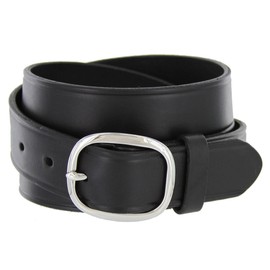 Full Leather Work Uniform Belt with Rounded Buckle 1 and 1/4" Wide (40")