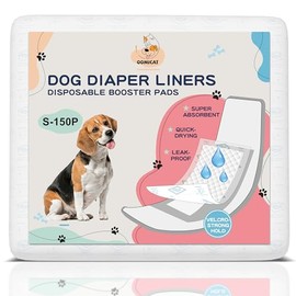 Dog Diapers Liners, 150 Ct, Super Absorbent Booster Pads for Male Dog Wraps and Female Dog Diapers, Lnnovative Hook-and-Loop Tape Design, Super-fit & No Shifting, Small Dog Diaper Pads