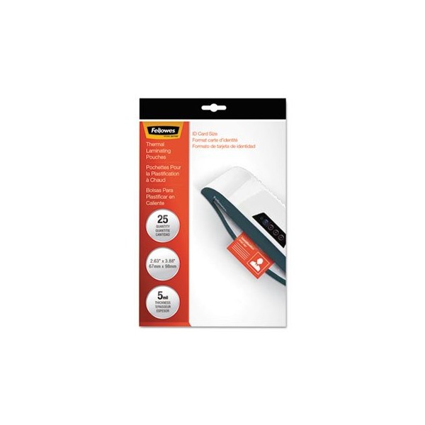 Fellowes Laminating Pouches, 5mil, 2 5/8 X 3 7/8, Id