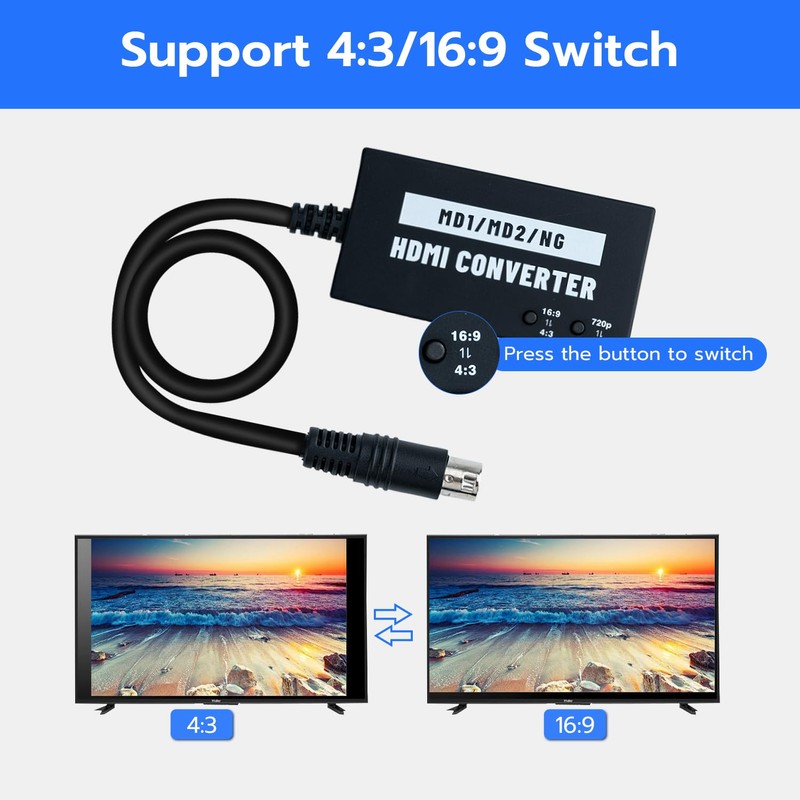 Mcbazel SEGA Megadrive 1080p HDMI Adapter for Mega Drive 1/Mega