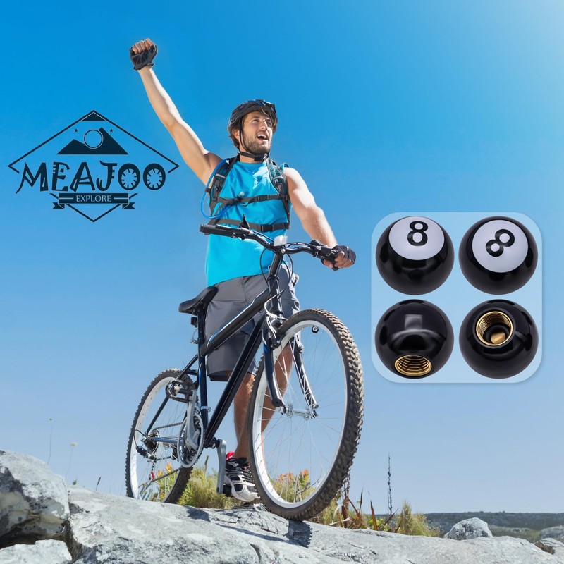 MEAJOO 8PCS Pool 8 Ball Style Tire Valve Stem Caps,