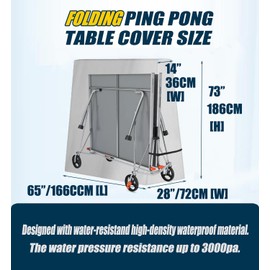 Ping Pong Table Cover 600D Heavy Duty Waterproof for Outdoor & Indoor Foldable 9 x 5 FT Folding Table Tennis Tables