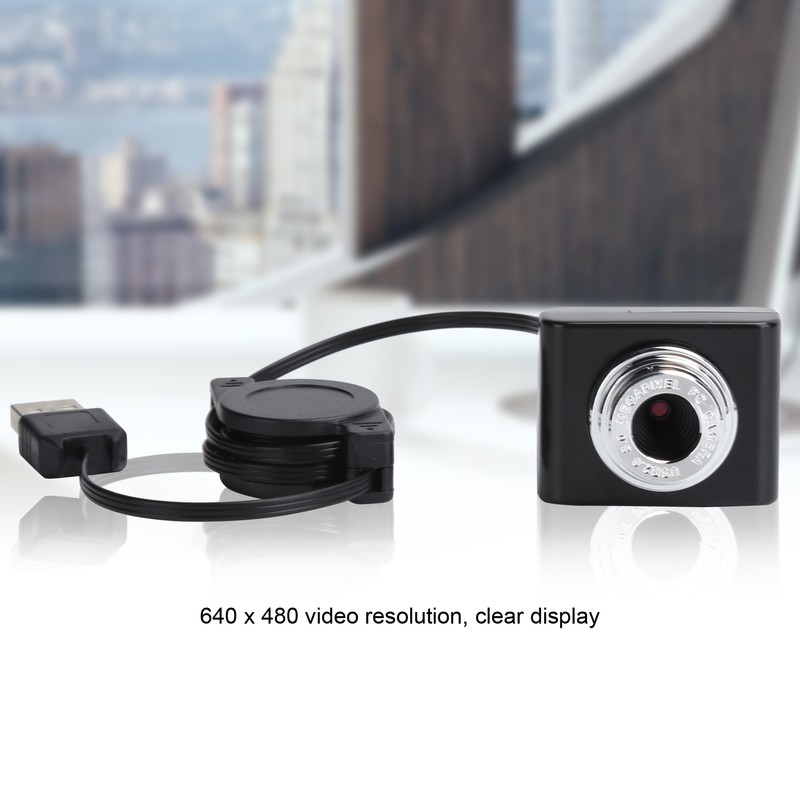 Webcam Clipon USB2.0 Camera with Retractable Cable 640 x 480