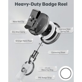Uniclife 2 Pcs Key Chain Extendable Lanyard Retractable with Clear Vertical ID Card Holder Soft Card Protector Metal Key Ring Metal Housing with 70 cm Nylon Rope Belt Clip