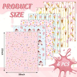 JarThenaAMCS 6Pcs Ice Cream Cotton Fabric Bundles Colorful Ice Cream Fat Quarters Sweet Summer Sewing Fabrics for DIY Craft Party Decor, 18 x 22 Inch