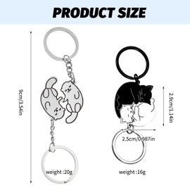 LILELIG 2 Pairs of Otter Keyrings, Exquisite Stainless Steel Otter Key Ring, Metal Animal Cute Key Ring, Robust and Practical, Suitable for Women, Couples, Otter Lovers, silver