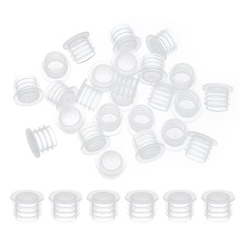 PATIKIL Salt and Pepper Shaker Stoppers 11mm/0.43", 50Pcs Plastic Salt Shaker Plug Replacement Reusable Clear Round End Cap for Pots Bottles Pipes