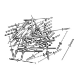 Motoforti Dome Head Large Flange Blind Rivets 3.2mm Grip Diameter 13mm Grip Length 6.05mm Flange Diameter Stainless Steel Carbon Steel Silver Tone 50 Pcs