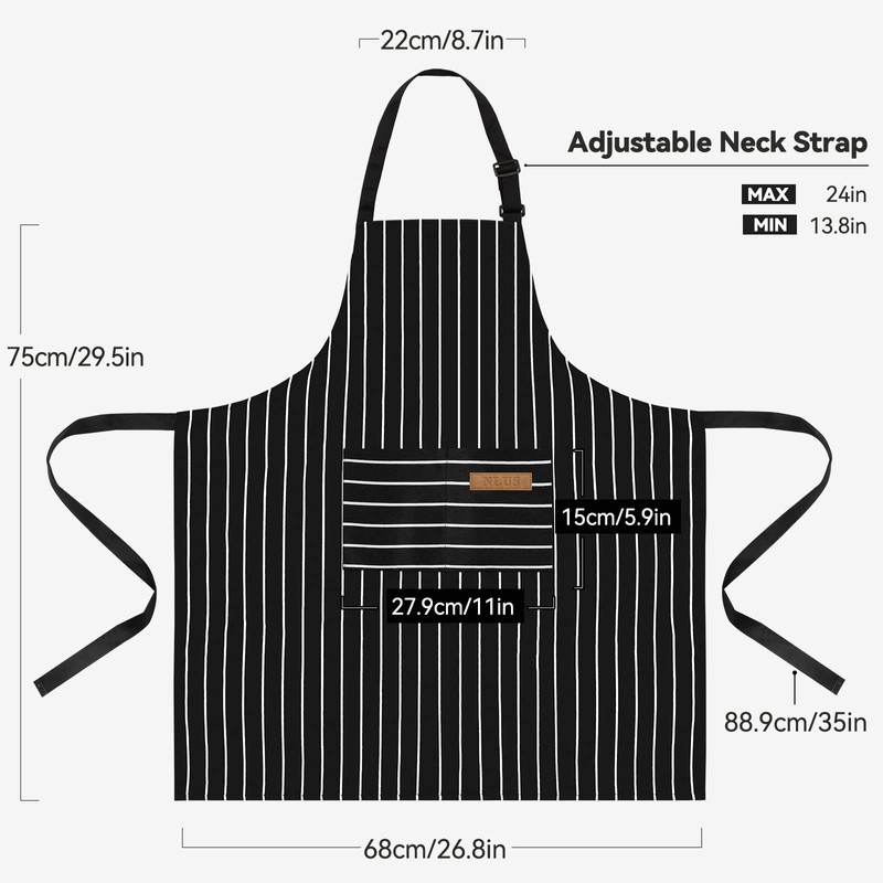 NLUS 2 Pack Cooking Aprons for Women with Pockets Adjustable