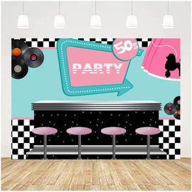 50's Soda Shop Backdrop Back to 50's Rocking Party Decorations Vinyl 5x3ft 1950's Themed Photo Background Photo Shoot Banner