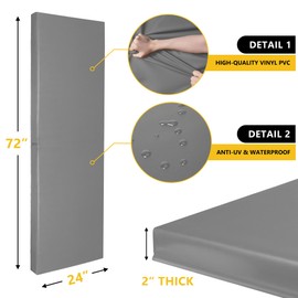 2FT x 6FT Gym Wall Pads- Protective Wall Padding for Gymnasiums, 2" Thick Foam Safety Wall Mat for Basketball, School Gyms, and Home Workout Rooms- Easy Stick Wall Pad, Waterproof & Easy Clean